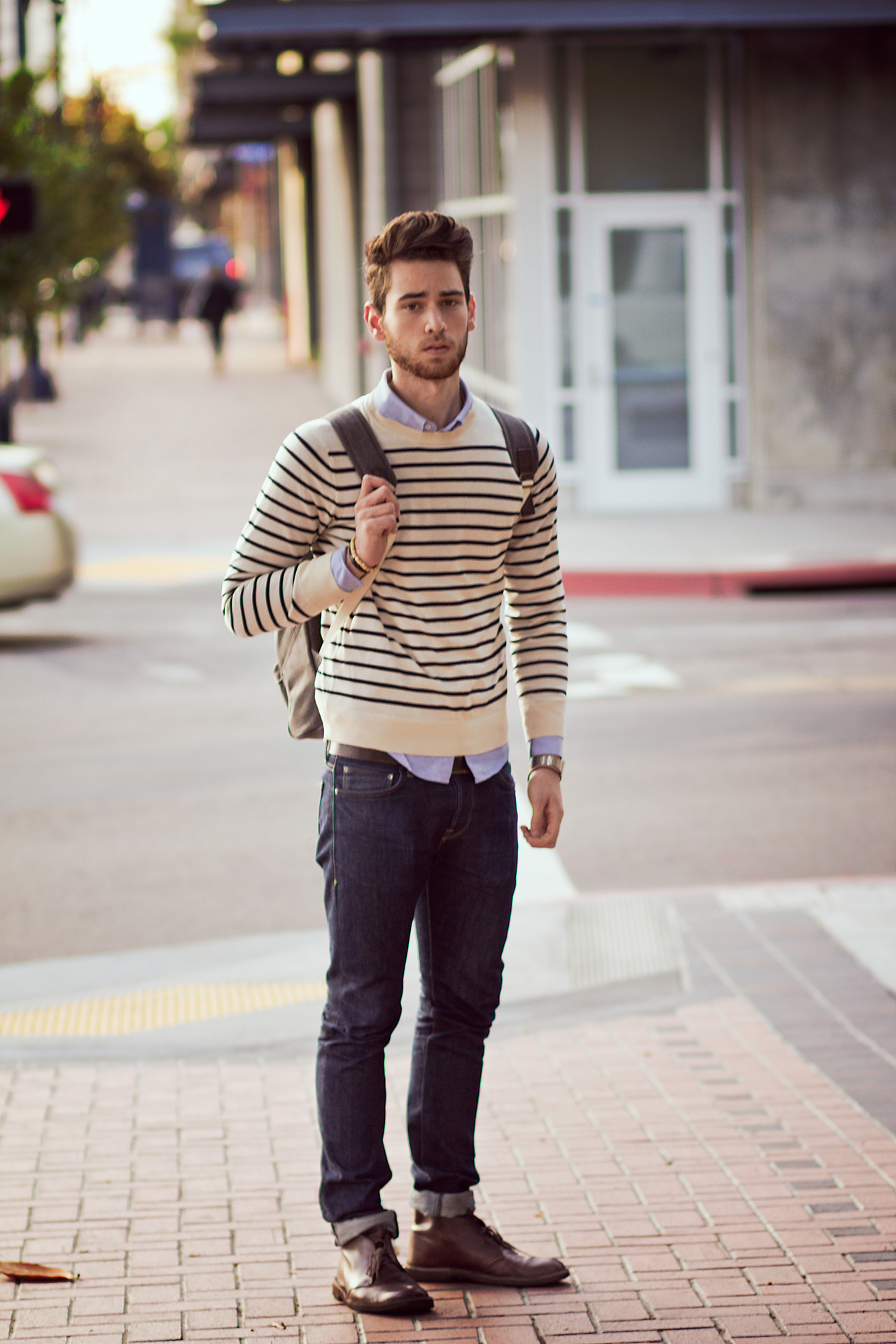 men's spring fashion breton shirt