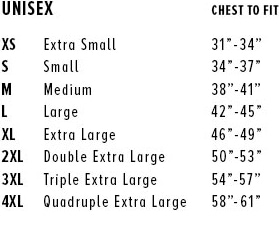 Canvas T Shirt Size Chart