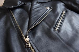 leather closeup on the Beckett Simonon Atlas Jacket