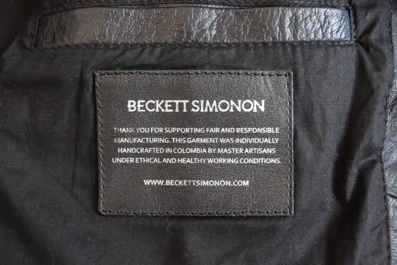 inside tag of the Beckett Simonon Atlas Jacket