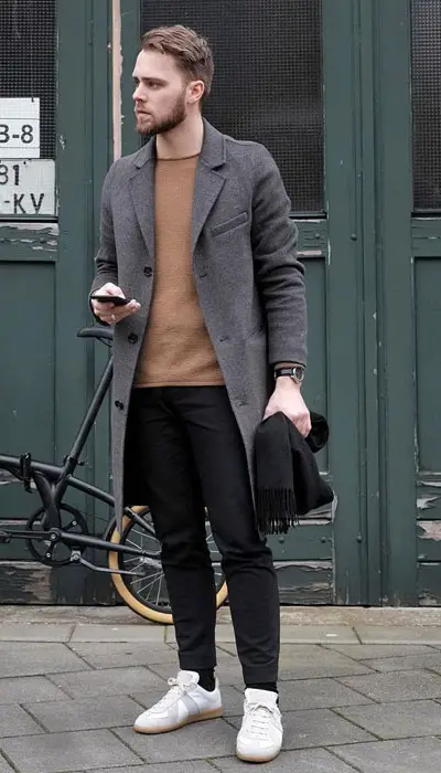 men's smart casual outfit with coat