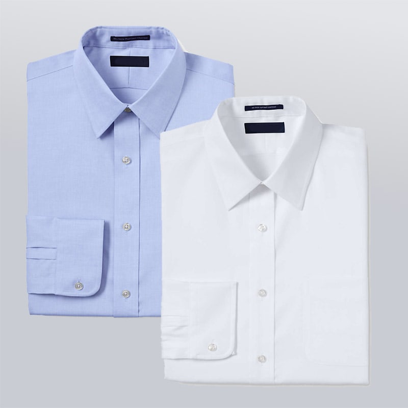 a white and light blue dress shirt