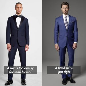 semi formal attire vs formal dress code