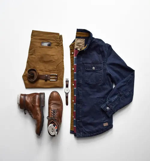 denim barn jacket with chinos