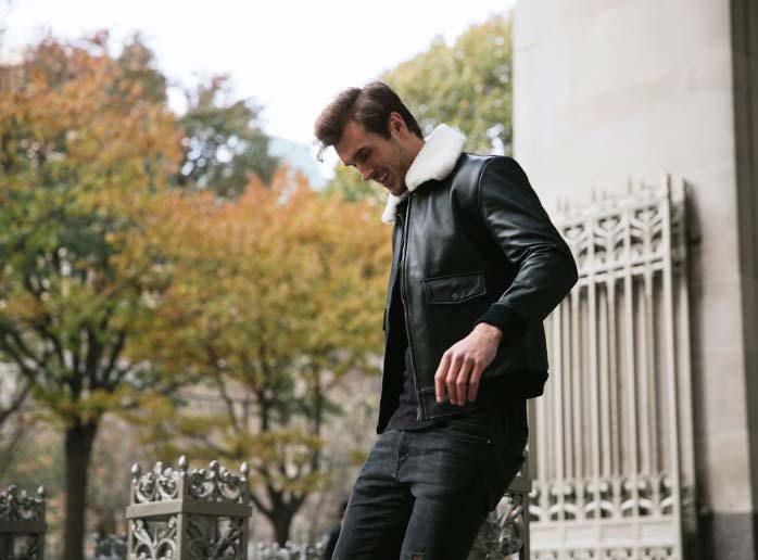 mens leather bomber jacket