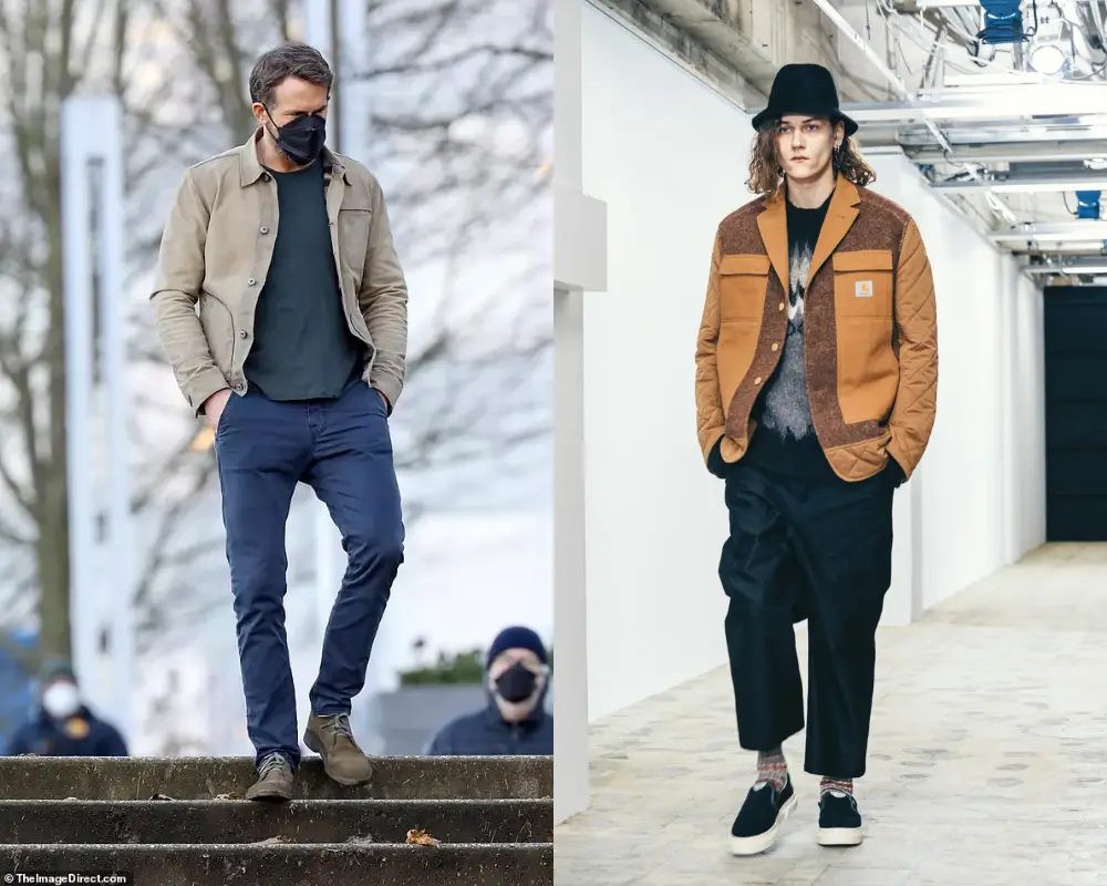 Ryan Reynolds outfit Junya Wantanabe Fall 2021 best men's jackets and coats